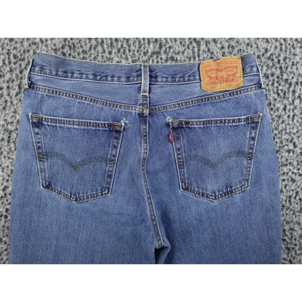Levis 550 Regular Fit Blue Jeans Mens 36x32 Medium Wash Straight Leg‎ Denim